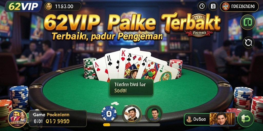 Tampilan gameplay seru di 62VIP, nikmati poker bersama teman.