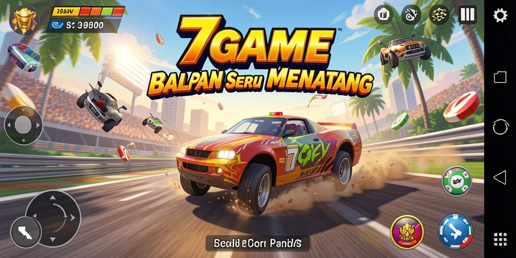 Gameplay balapan mendebarkan dengan trek yang menantang.