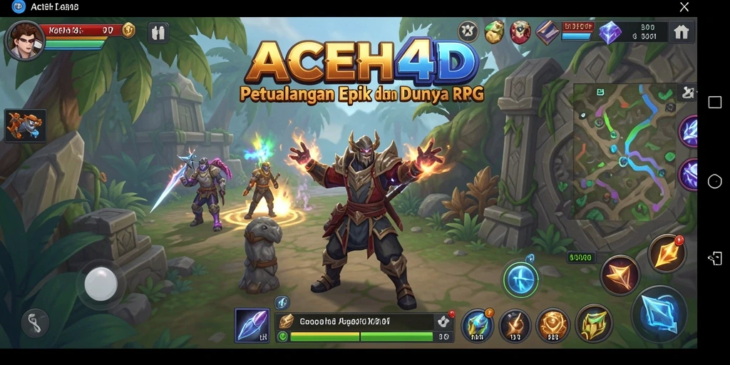 Screenshot utama ACEH4D yang menunjukkan aksi pertarungan RPG yang mendebarkan.