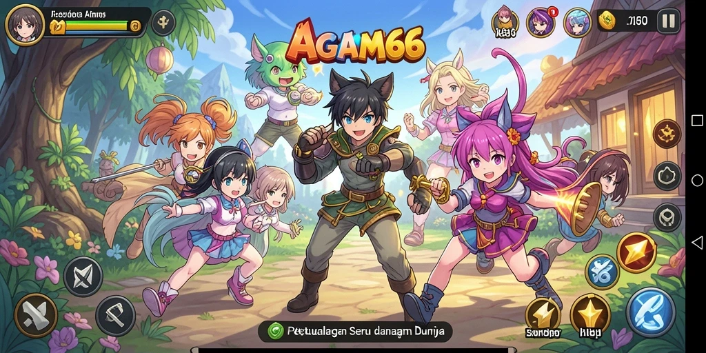 Tampilan gameplay seru dengan karakter anime ikonik.