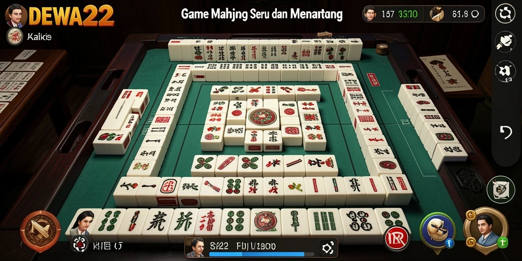 Screenshot gameplay DEWA22 menampilkan level Mahjong yang penuh warna.
