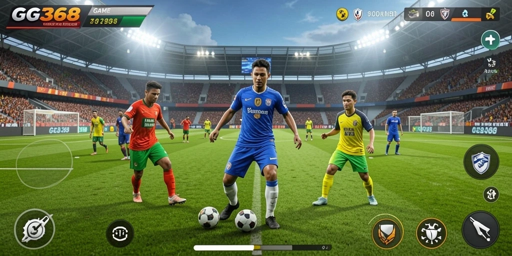 Tangkapan layar gameplay GG368 yang menampilkan aksi sepak bola nyata.