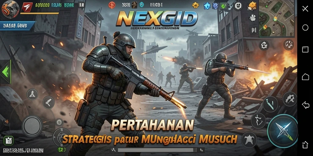 Tangkapan layar menunjukkan aksi seru dalam game Tower Defense NEXGID.